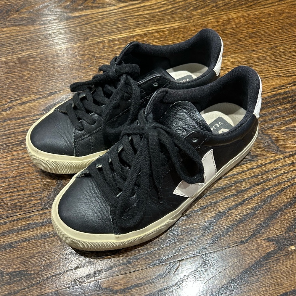 Veja Black and Cream Sneakers